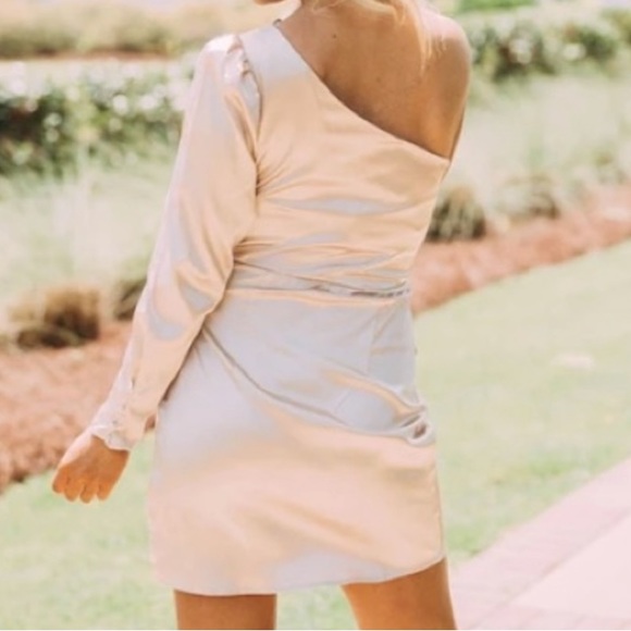 Brand NWT Shop These Three Boutique Satin One Shoulder Dress - Picture 4 of 5